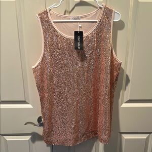 INC International Concepts Women's Pink Sequin Top